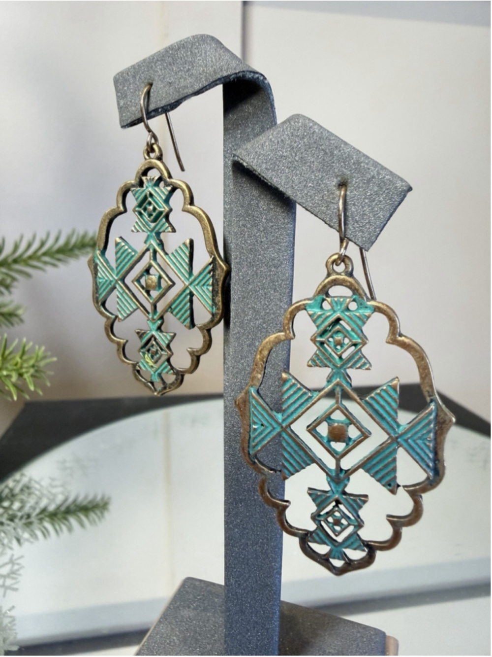 Navajo Patina Medallion Earrings Western Jewelry Earrings Boho Set